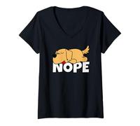 Mujer Golden Retriever Perro Perezoso Nope Camiseta Cuello V