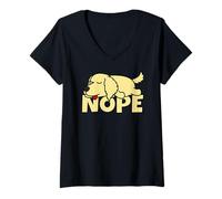 Mujer Golden Retriever Perro Perezoso Nope Camiseta Cuello V