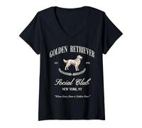 Mujer Golden Retriever Social Club Preppy Perro Mamá Retro 80s 90s Camiseta Cuello V