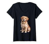 Mujer Golden Retriever Vet Tech Entrenador de perros veterinario perro mamá Camiseta Cuello V