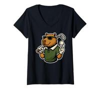 Mujer Golf Capybara Sport - Golfer Camiseta Cuello V