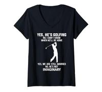 Mujer Golf Yes He's Golf no I Don't Know When Camiseta Cuello V