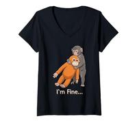 Mujer Golpe Sad Mono Estoy Bien Camiseta Cuello V
