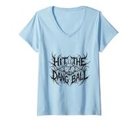 Mujer Golpear el Dang Ball Jugador de béisbol Funny Heavy Metal Camiseta Cuello V