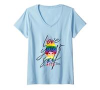 Mujer Good Luck Trolls Love Your Self Rainbow Camiseta Cuello V