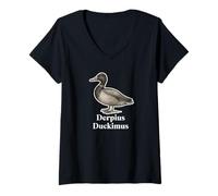 Mujer Goofy Duck falso nombre latino divertido animal juego de palabras arte vintage Camiseta Cuello V