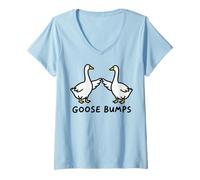 Mujer Goose Bumps Funny Silly Goose Meme Camiseta Cuello V