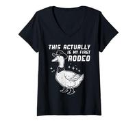 Mujer Goose Cowboy This My First Rodeo Funny Western Hombres Mujeres Niños Camiseta Cuello V