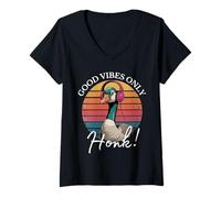 Mujer Goose Listening to Music tee | Funny Autism Sensory Goose Camiseta Cuello V
