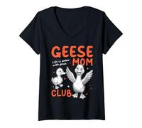 Mujer Goose Mom Club Duck Día de la Madre Camiseta Cuello V