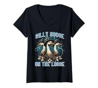 Mujer Goose Silly On Loose Geese Lightning Electric Mujeres Hombres Niños Camiseta Cuello V