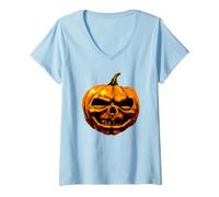 Mujer Goosebumps Attack of The Jack-O-Lanterns Pumpkin Head Retro Camiseta Cuello V