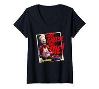 Mujer Goosebumps Say Cheese and Die Chef Hat Skeleton Grilling Camiseta Cuello V