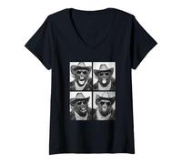 Mujer Gorilas de Vaquero con Gafas de Sol Cabina de Fotos de Animales Occidental Camiseta Cuello V