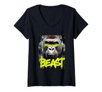 Mujer Gorilla Beast | Entrenamiento Poder Fitness Gimnasio Motivación Camiseta Cuello V