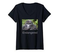 Mujer Gorilla Camisa Gorila de montaña en Peligro de extin Camiseta Cuello V