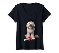 Mujer Gorra de graduación para perros Komondor Camiseta Cuello V