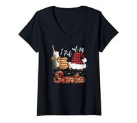Mujer Gorro de Papá Noel a Cuadros con Galletas con Leche navideñas con Texto en inglés «I Put out for Santa» Camiseta Cuello V