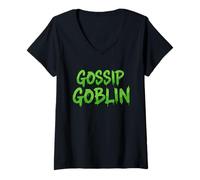 Mujer Gossip Goblin Divertido Rumor Chit Chat Jugoso Charla Social Camiseta Cuello V