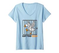 Mujer Got Too Silly Animal Lover Pun Humor Funny Goose Camiseta Cuello V