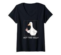 Mujer Got Too Silly Funny Goose Pun Humor Men Women Camiseta Cuello V