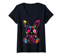 Mujer Goth Bunny Kawaii Rabbit Cute Gothic Outfit E-Girl Grunge Camiseta Cuello V