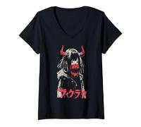 Mujer Goth Grunge Demon Anime Chica Waifu Horror Alt Estética Camiseta Cuello V