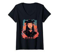 Mujer Goth Grunge Demon Anime Chica Waifu Horror Alt Estética Camiseta Cuello V