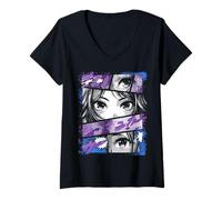 Mujer Goth Grunge Demon Anime Chica Waifu Horror Alt Estética Camiseta Cuello V