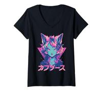 Mujer Goth Grunge Demon Anime Chica Waifu Horror Alt Estética Camiseta Cuello V