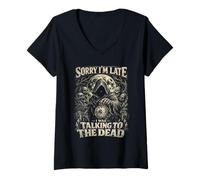 Mujer Gótico de Cementerio I Was Talking To The Dead Camiseta Cuello V