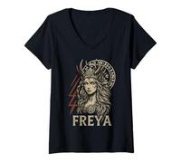 Mujer Gótico Freya Mitología Nórdica Diosa Vikingo Camiseta Cuello V