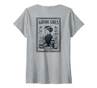 Mujer Gótico Goth Girl Literatura Estudiantes Halloween Camiseta Cuello V