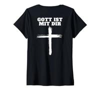 Mujer Gott ist mit Dir Glaube an Gott (auf Dem Rücken) Camiseta Cuello V