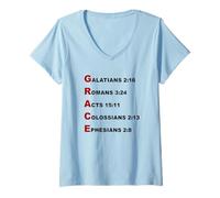 Mujer Grace Acrostic - 5 Christian Faith Bible Verse Scriptures Camiseta Cuello V
