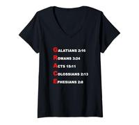 Mujer Grace Acrostic - 5 Christian Faith Bible Verse Scriptures Camiseta Cuello V