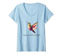 Mujer Grace Over Grind Soft Life Motivación para el Bienestar de Las Mujeres Camiseta Cuello V