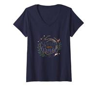 Mujer Grace Upon Grace: La fe inspiradora de Las Mujeres cristianas Camiseta Cuello V, Azul Marino, L