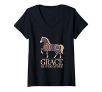 Mujer Gracia de Caballo árabe en Cada Paso Ecuestre Camiseta Cuello V