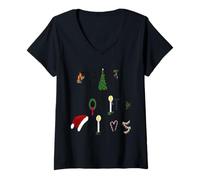 Mujer Gracias a Dios, es una ironía Comercial navideña Camiseta Cuello V