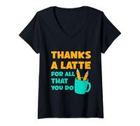 Mujer Gracias A Latte For All That You Do Teacher Thank You Love Camiseta Cuello V