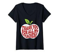 Mujer Gracias a Todos Mis Maestros Apreciación Semana Estudiantes Camiseta Cuello V