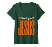 Mujer Gracias Jesús Cristianos Dios Amor Fe Hombres Mujeres Niña Niño Camiseta Cuello V