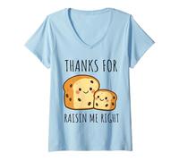 Mujer Gracias por Raisin Me Right Cute Mom Pun Design Camiseta Cuello V