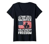 Mujer Gracias por Su Servicio Sacrificio Y Patriotismo Gracias Yo Camiseta Cuello V