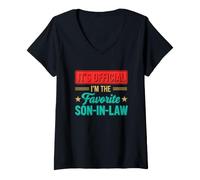 Mujer Gracioso Diciendo Que es Oficial Soy la Ley de Hijo Favorito Camiseta Cuello V