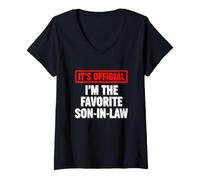 Mujer Gracioso Diciendo Que es Oficial Soy la Ley de Hijo Favorito Camiseta Cuello V