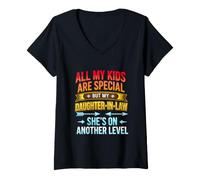 Mujer Gracioso Diciendo Que Todos mis Hijos Son Especiales Pero mi Hija Ley Ella Camiseta Cuello V