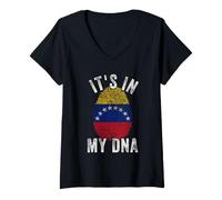 Mujer Gracioso está en mi ADN bandera de Venezuela Huella digital Camiseta Cuello V