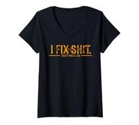 Mujer Gracioso I Fix Shit That's What I Do Vintage Camiseta Cuello V